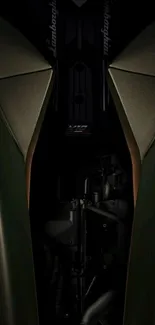 Close-up of Lamborghini engine in dark, sleek style