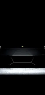 Black luxury car in dark, minimalist wallpaper.