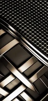 Metallic abstract wallpaper with geometric patterns.