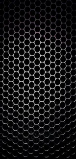 Sleek metallic hexagon design wallpaper in dark hues.