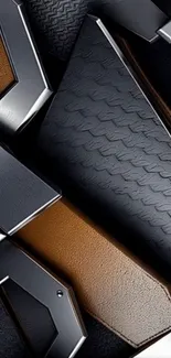 Sleek metallic phone wallpaper with leather texture.
