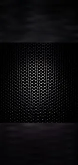 Sleek black metallic phone wallpaper with hexagonal pattern.