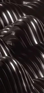 Sleek metallic wave design on a phone wallpaper.