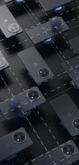 Pattern of sleek black mobile phones