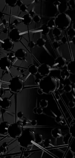 Dark molecular structure wallpaper with sleek abstract design.