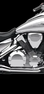 Shiny vector illustration of a motorcycle engine in black and silver tones.