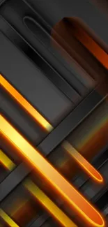 Abstract neon orange and black design wallpaper.