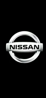 Sleek Nissan logo on black background.