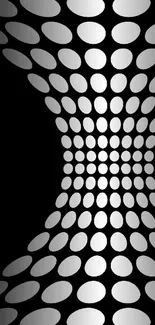 Black and white optical illusion wallpaper with a 3D tunnel effect.