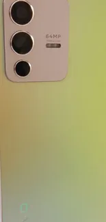 Pastel-colored phone back with triple camera setup.