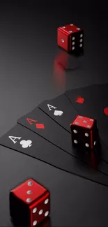 Black playing cards and red dice wallpaper.