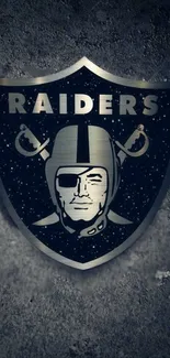 Sleek Raiders logo mobile wallpaper with silver and black design.