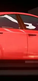 Sleek red car with a modern design on a dark background.