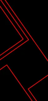 Mobile wallpaper with sleek red geometric lines on black background.