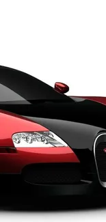 Red and black Bugatti sports car wallpaper for mobile.