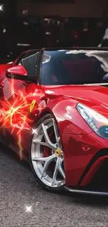 Sleek red sports car on urban background