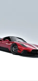 Sleek red sports car on a minimalist background.