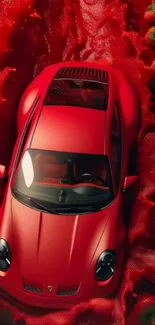 Red sports car on a vibrant background.
