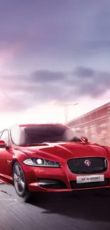 Vibrant mobile wallpaper featuring a red sports car in dynamic motion.