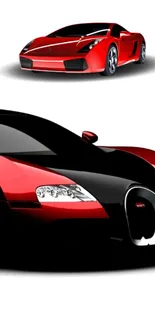 Wallpaper of sleek red sports cars with modern design.