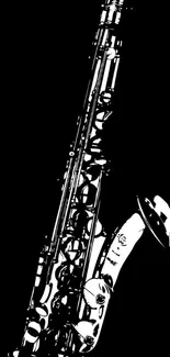 Black and white saxophone illustration wallpaper.