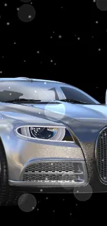 Luxurious silver sports car with sleek design, perfect for mobile wallpaper.
