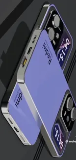 Sleek smartphone design with a purple back and camera focus.