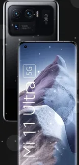 Sleek smartphone with modern design on dark background.