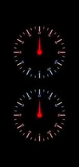 Red and black analog speedometer wallpaper design for mobile phones.