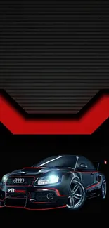 Black and red sleek sports car wallpaper for mobile.