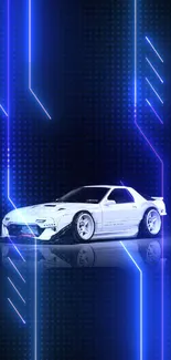 White sports car on a sleek black background wallpaper.