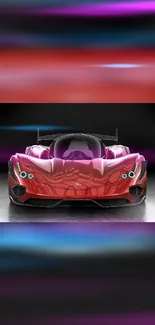 Futuristic sports car in vibrant red design wallpaper.