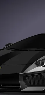 Sleek black sports car with dynamic design on dark background.