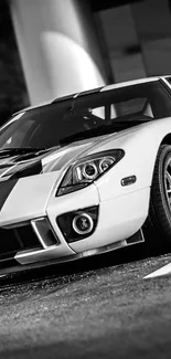 Black and white sports car wallpaper with sleek design.