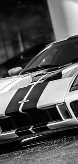 Monochrome sleek sports car wallpaper, showcasing modern auto design.