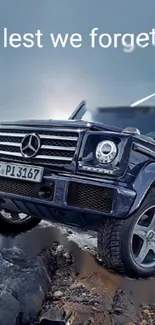 Sleek black SUV on rugged terrain in stunning mobile wallpaper.