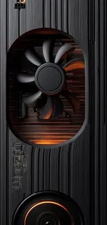 Black futuristic wallpaper with a cooling fan design.