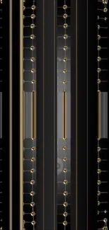 Sleek black and gold tech pattern wallpaper.