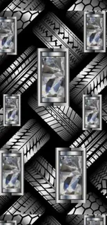 Tire pattern metallic design wallpaper with sleek textures.