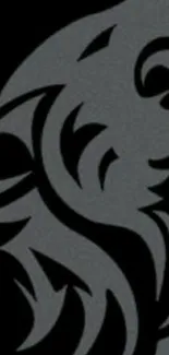 Sleek black tribal lion design wallpaper.