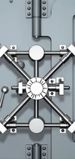 Close-up of a sleek vault door design with metallic details.