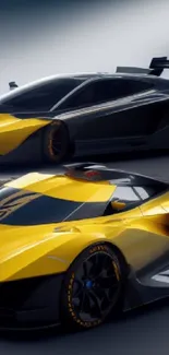 Sleek yellow and black sports cars in dynamic design.