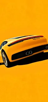 Sleek sports car in vibrant yellow on a vivid background.