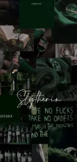 Slytherin-themed dark green aesthetic wallpaper.