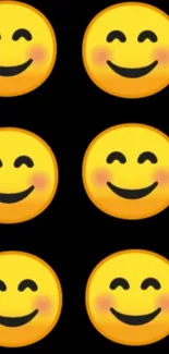 Smiley emoji wallpaper with black background for mobile.