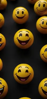 Yellow smiley face emojis on black background.