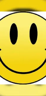 Bright yellow smiley face mobile wallpaper for fun and cheerful vibe.