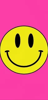 Bright pink background with smiley face
