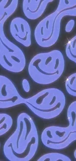 Purple smiley faces abstract wallpaper design for mobile.