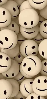 Beige smiley faces wallpaper for mobile devices.